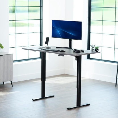 VIVO Electric 60 x 24 in Standing Desk, Memory Height Adjustment, 1B Series, One-Piece Dark Gray Top, Black Frame, DESK-KIT-1B6G