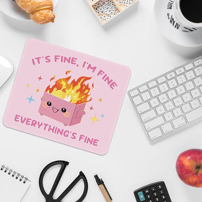 Square Mouse Pad with Stitched Edge, Premium Mousepad Washable Cloth. Computer Mouse Pad with Non-Slip Rubber Base, Mouse Pads for Computers Laptop Mouse 9.25x7.75x0.12 inch-Pink Box on Fire