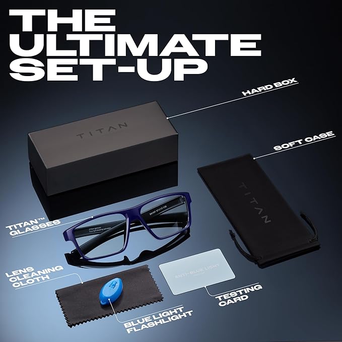 Titan Gaming Glasses, Anti Blue Light Glasses Men, UV400 Protection Blue Light Blocking Glasses for Computer Eye Strain