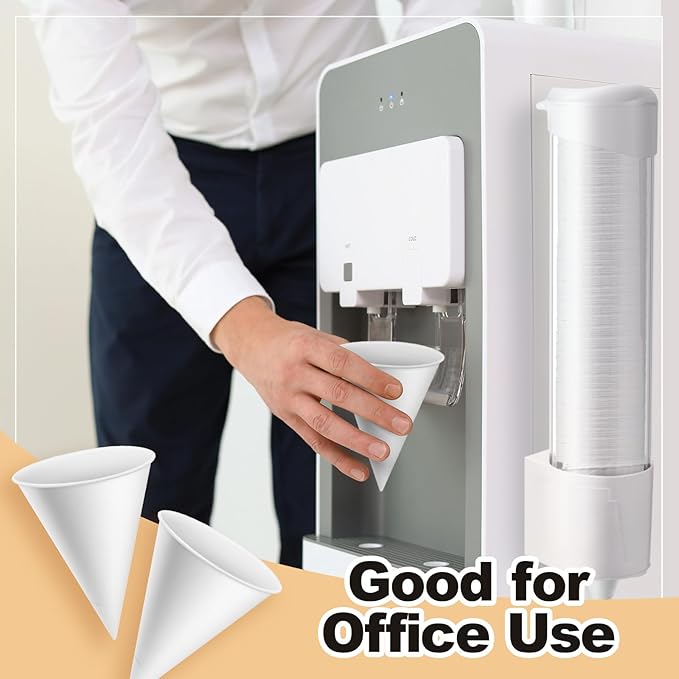 Roshtia 600 Pcs 4 oz Snow Cone Cups Paper Thicken Disposable with 1 Cups Dispenser Pull Type Wall Mount Cup Holder Paper for Restaurants, Home, and Office, and Shaved Ice, Cold (White)