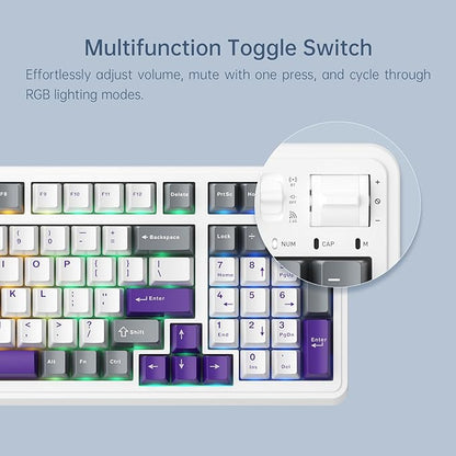 Machenike KG98 Mechanical Keyboard,Hot Swappable Custom Gaming Keyboard,Pre-lubed Linear Switches,RGB Sidelit,Tri-Mode 98 Keys Compact Layout for Gaming/Typing/Win/Mac/PC