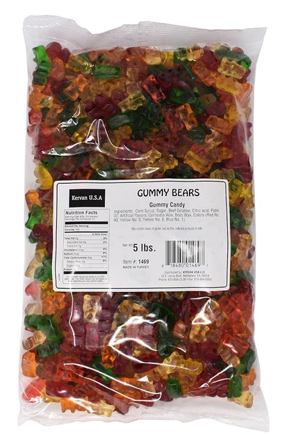 Kervan Candy Bebeto Assorted Gummy Bears - Fruity, Soft & Sweet Gummy Candy Bulk for Kids, Gift Snacks and Parties - Assorted Bear Gummies Party Size Bag (5 lbs)
