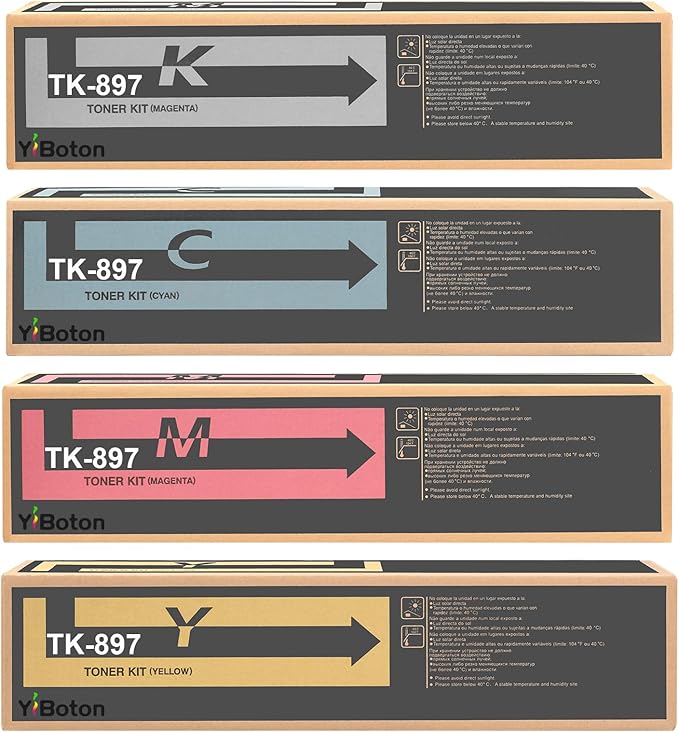 TK-897 TK897 High Capacity Toner Cartridge Compatible for TK897K TK897C TK897M TK897Y for FS-C8520MFP C8020MFP C8025MFP C8030MFP C8525MFP TASKalfa 205c 255c 206ci 256ci Printer (4-Pack)