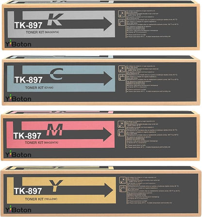 TK-897 TK897 High Capacity Toner Cartridge Compatible for TK897K TK897C TK897M TK897Y for FS-C8520MFP C8020MFP C8025MFP C8030MFP C8525MFP TASKalfa 205c 255c 206ci 256ci Printer (4-Pack)