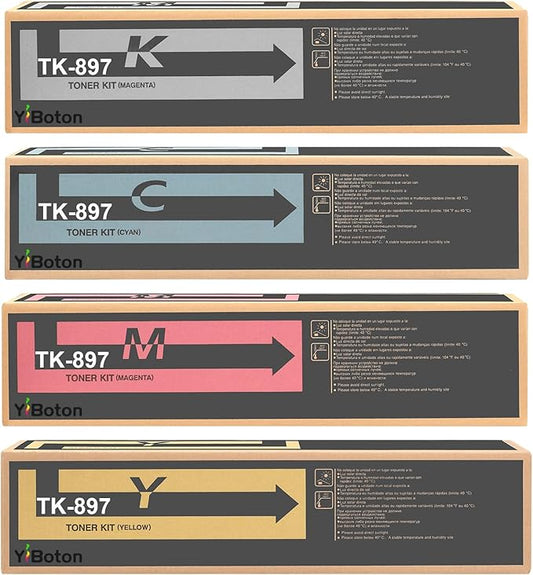 TK-897 TK897 High Capacity Toner Cartridge Compatible for TK897K TK897C TK897M TK897Y for FS-C8520MFP C8020MFP C8025MFP C8030MFP C8525MFP TASKalfa 205c 255c 206ci 256ci Printer (4-Pack)