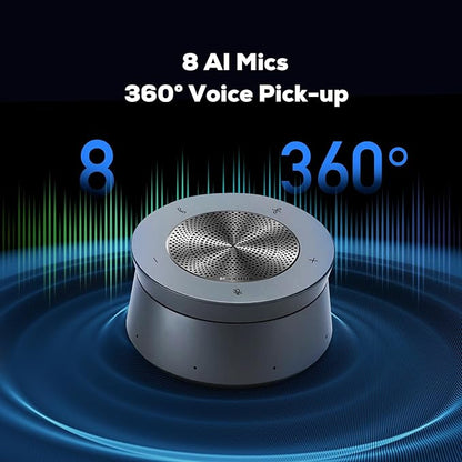 MAXHUB BM45 Conference Speakerphone, Meeting Speaker and Microphone for Audio Conferencing, 8-Mics Array 360° Sound Pickup 26ft Range, AI Noise Suppression Plug-and-Play, Certified for Microsoft Teams