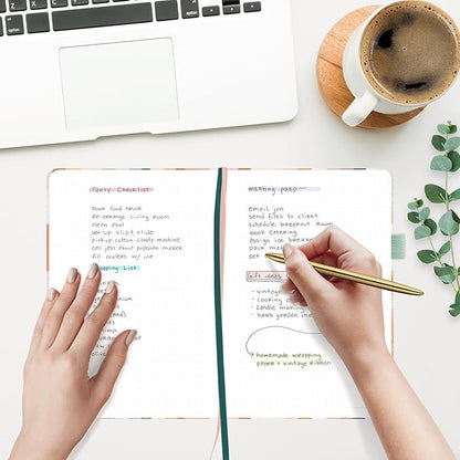 A5 Hardcover Bullet Dotted Journal, 160 Pages 100 gsm Thick Paper, 3 Sheets of Stickers Included - 5.7'' x 8'' (Colorful Stripes)
