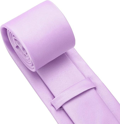PenSee Men's Tie Set Solid Pure Color 3.15" (8CM) Classic Formal Plain Necktie and Pocket Square Set For Men