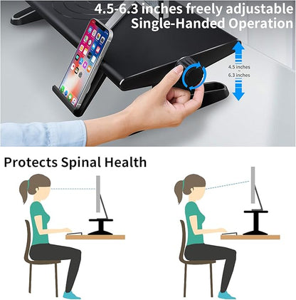 Computer Monitor Stand Riser for Desk,4.5-6.3 Inches Freely Height Adjustable with Cellphone Holder,Multi-Purpose Desktop Organizer Monitor Stands Riser for Computer,Laptop,Printer,TV (BLack)