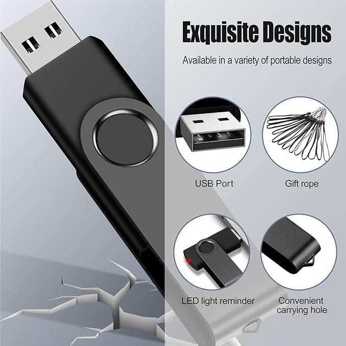 EASTBULL USB Flash Drive Bulk 4GB 200 Pack with Lanyards USB 2.0 Thumb Drive Bulk Memory Stick Swivel Pen Drive for Storage and Backup 4GB 200 Pack