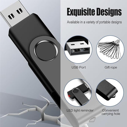 EASTBULL USB Flash Drive Bulk 4GB 200 Pack with Lanyards USB 2.0 Thumb Drive Bulk Memory Stick Swivel Pen Drive for Storage and Backup 4GB 200 Pack