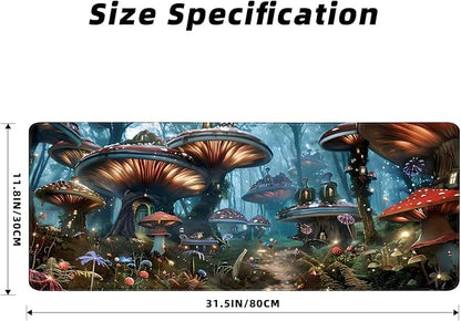 Gaming Mouse Pad for Computer,Large Mouse Pads for Desk Keyboard, Mushroom Plant Desk Mat Laptop,Vintage Pattern Art XXL Waterproof Keyboard Pad,Extended Big Non-Slip Rubber Mousepad