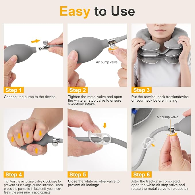 Neck Stretcher, Cervical Neck Traction Device for Instant Neck Pain Relief, Inflatable & Adjustable Neck Support Brace, Neck Traction Pillow for Home Use Neck Decompression