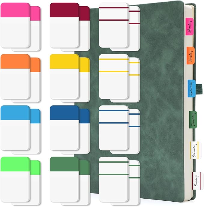 EUSOAR Sticky Tabs, 480 Pcs 1x1.6 Inch Multi-Colored Page Markers Sticky Index Transparent Flags Tabs Strip, Repositionable Labels Self Adhesive Flags Tab Strip for Binders Notebook Folders