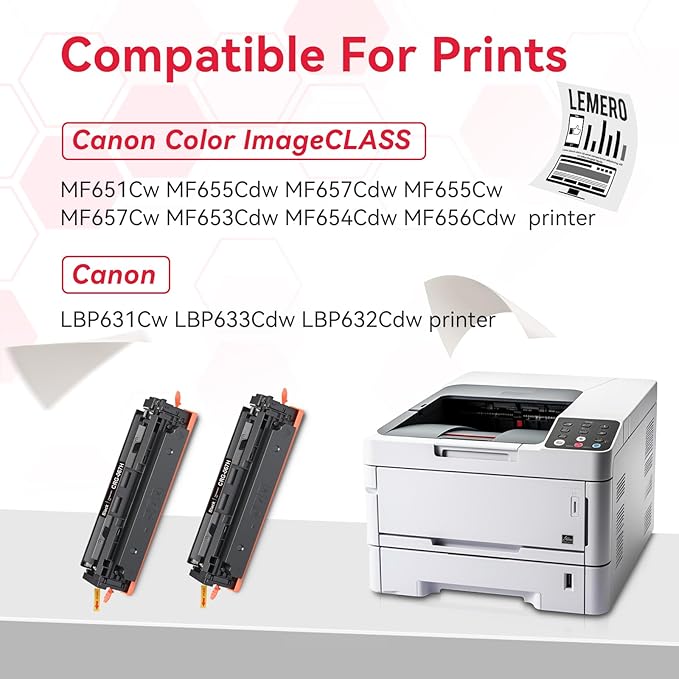 LEMERO 067H Black Toner Compatible for Canon 067H Toner Cartridges Set Work for Canon 067H 067 Black Toner for Canon MF656Cdw MF654Cdw MF653Cdw LBP632Cdw Printer (2 Black,067H Black Toner Cartridges)