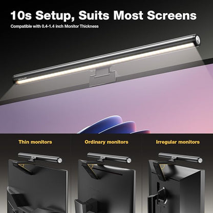 Douxlife Monitor Light Bar with Visual Wireless Remote & Touch Dual Control, Eye-Care Computer Monitor Lamp with Asymmetrical Optical Design, Stepless Dimming Screenbar for Home Office Gaming, Gray