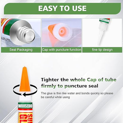 36 X 3g Super Glue Clear, Strong Adhesive,Super Glue Fast Drying Cyanoacrylate Glue for Wood,Rubber,Leather, Plastic, Metal, Rhinestone Jewelry, DIY Crafts and More
