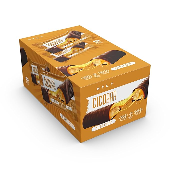 CICOBAR by HTLT | Soft & Delicious Protein Bars | 20g of Plant-Based Protein and only 230 Calories per Serving | High-Protein Snacks for Adults | 12-Pack, (Milky Crisp)