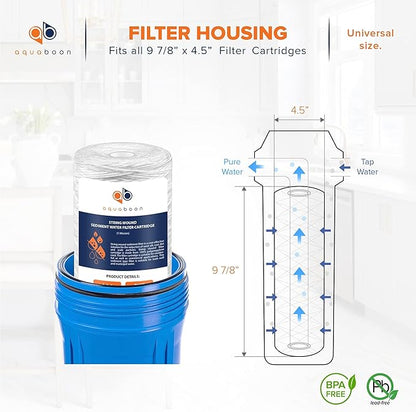 Aquaboon 1 Micron String Wound Water Filter 10x4.5 Replacement - Whole House Water Filter Cartridge Compatible with WP5BB97P,WP10BB97P, AP810, 2-Pack