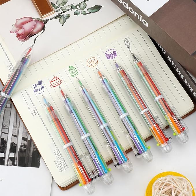 36 Pack 0.5mm 6-in-1 Multicolor Ballpoint Pens Kids Party Favors Birthday Cute Students Children Gift Retractable Colored Pens for School Office Supplies End of Year Gifts for Students Teacher