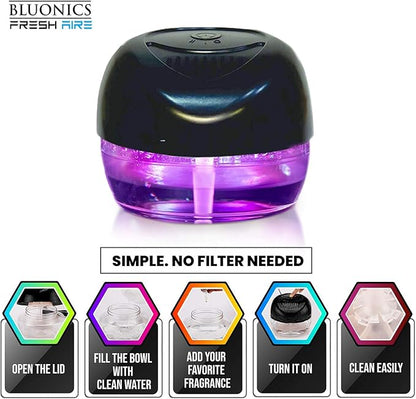 Bluonics Fresh Aire 3 Pack Water Air Washer, Air Revitalizer & Freshener with 4 Fragrance Bottles, 7-Color LED Night Light & White Noise Feature