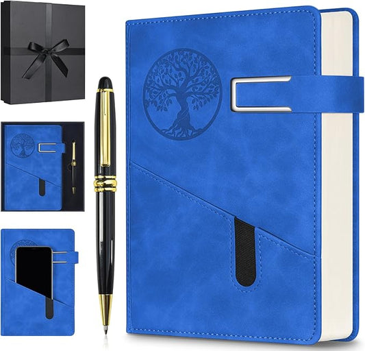 Lined Notebook Journal for Men Women, 365 Pages Numbered College Ruled Notebook, Hardcover Leather Journal with Pen & Gift Box, Thick Daily Diary, Professional Notebooks for Work, School, Business, A5