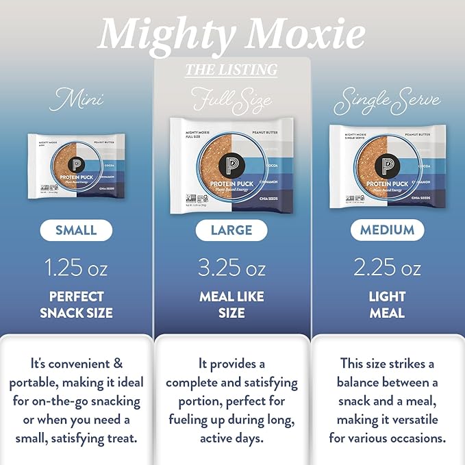 Protein Puck Plant Based Bars | Snacks with Vegan Protein | 16 Count | 3.25 oz Full Size | Gluten Free, Non Dairy, Kosher Certified Non GMO Premium Healthy Bars | Mighty Moxie