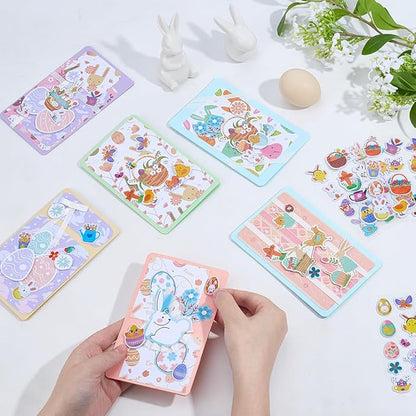 WEBEEDY 15 Sets Easter Paper Card Making Kits Colorful Handmade Greeting Card Kits with Envelopes & Decoration Accessories, Handmade DIY Cards Making Material Set for Easter Cards Birthday Invitation