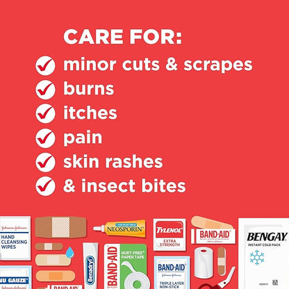 All-Purpose Portable Compact First Aid Kit for Minor Cuts, Scrapes, Sprains & Burns, Perfect for Home, Car, Travel, Camping Essentials & Outdoor Emergency Kit, 160 Pieces