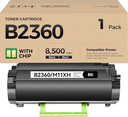 B2360 M11XH Black High Yield Toner Cartridge with Chip 1-Pack Replacement for Dell B2360 M11XH Toner Compatible with Dell B2360 B2360d B2360dn B3460dn B3465dn B3465dnf Laser Printer Ink All-in-One