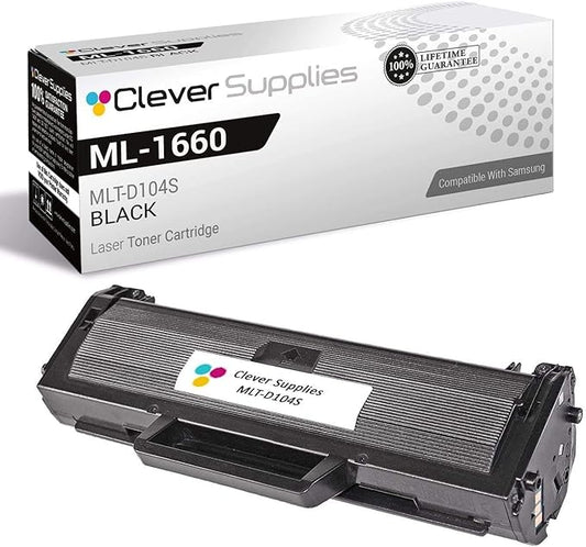 CS Replacement Toner Cartridge Compatible with Samsung ML-1660 MLT-D104S Black ML-1660 ML-1665 ML-1667 ML-1865W ML-1661 ML-1666 ML-1675