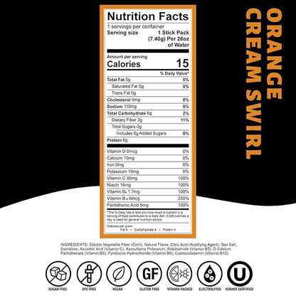 Devotion Nutrition HydroFLEX Water Flavoring Packets – Sugar-Free Hydration with Vitamins & Electrolytes – Dye-Free, Gluten-Free (Orange Cream Swirl) 12-Pack Drink Mix