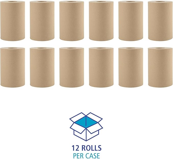 Boardwalk 6252 Hardwound Paper Towels, 8" x 350ft, 1-Ply Natural (Case of 12 Rolls)