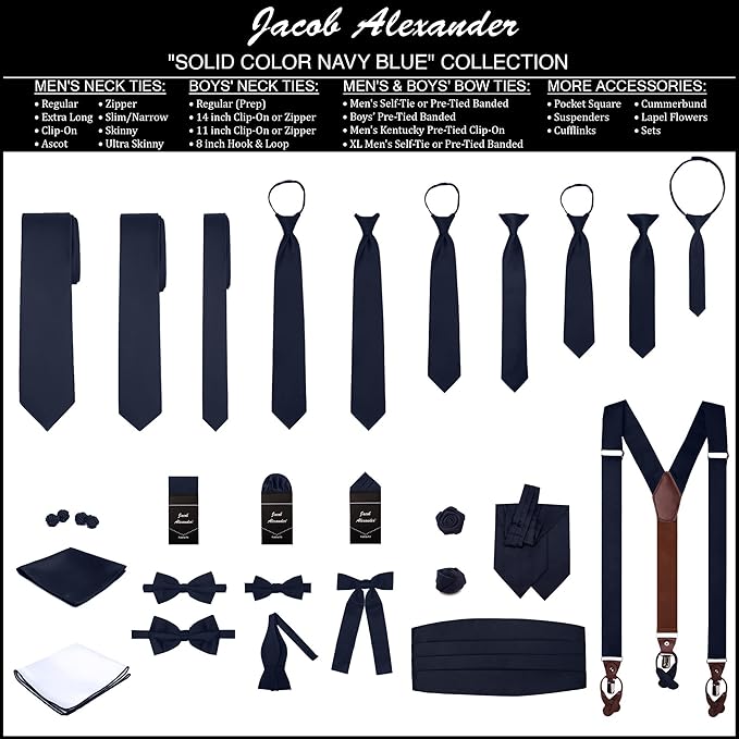 Jacob Alexander Men's Slim Width 2.75" Solid Color Tie