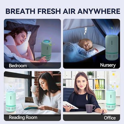 Air Purifiers for Home,H13 HEPA Small Air Purifier for Room up to 960ft²,Air Purifiers for Home Pets,Odor,Dust,Quiet Air Cleaner for Office,Living Room,Bedroom,Kitchen,Green 1 Pack