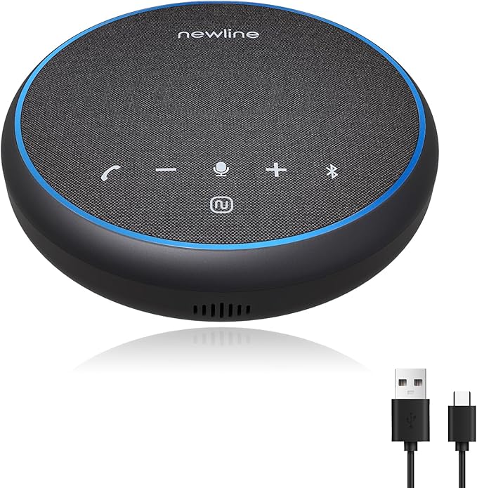 N newline Bluetooth Speakerphone with 360° & 5 Meters (16 Feet) Voice Pickup for Work & Leisure, Pro AI Noise Reduction, High-Efficiency Full-Range Speaker, 12 Hours Battery Life