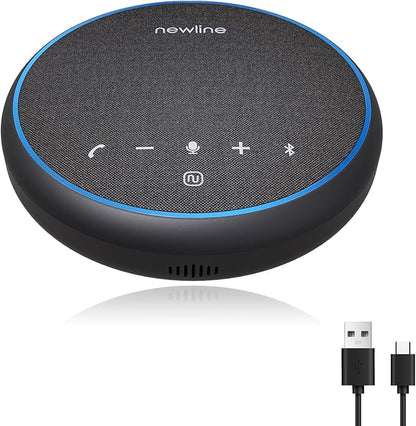 N newline Bluetooth Speakerphone with 360° & 5 Meters (16 Feet) Voice Pickup for Work & Leisure, Pro AI Noise Reduction, High-Efficiency Full-Range Speaker, 12 Hours Battery Life