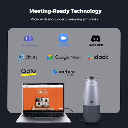 Camera 360, 4K Video Conference Room Camera System, Webcam, AI Driven Speaker Tracking, Noise Cancellation, Works with Zoom, Google Meet, Teams and More, 15 ft Mic Pickup, PANA 5ft USB Cable