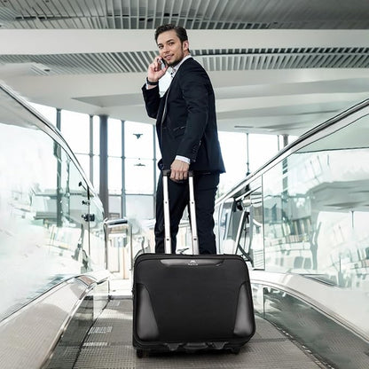 MATEIN Rolling Briefcase for Men, Large Rolling Laptop Bag with Big Wheels Fits 17.3 Inch Notebook for Travel Office Work, Water Resistant Roller Computer Case College Teacher Luggage Suitcase, Black