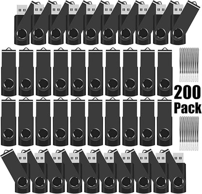 EASTBULL USB Flash Drive Bulk 8GB 200 Pack with Lanyards USB 2.0 Thumb Drive Bulk Memory Stick Swivel Pen Drive for Storage and Backup 8GB 200 Pack