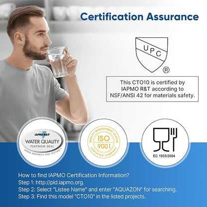 1 Micron 2.5" x 10" Whole House CTO Carbon Water Filter Cartridge Replacement for Under Sink Water Filter System, Dupont WFPFC8002, WFPFC9001, FXWTC, SCWH-5, WHEF-WHWC, WHCF-WHWC, AMZN-SCWH-5, 2Pack