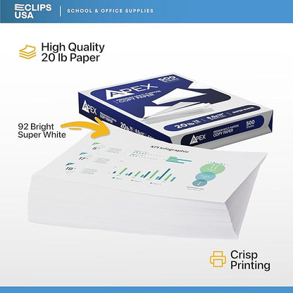 Copy Paper Printer Paper 20lb Multipurpose Printer Paper 8.5 x 11 White 92 Bright White Paper Office Supplies 500 Sheets Per Ream (10 Reams Case 5000 Sheets)