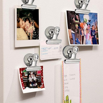 VNDUEEY 50 Pack Magnetic Clips Fridge Magnets Refrigerator Magnet, Magnet Clips for Whiteboard Locker, Magnetic Paper Clip Dispenser Holder Clip with Magnets for Home, School, Office (Silver)