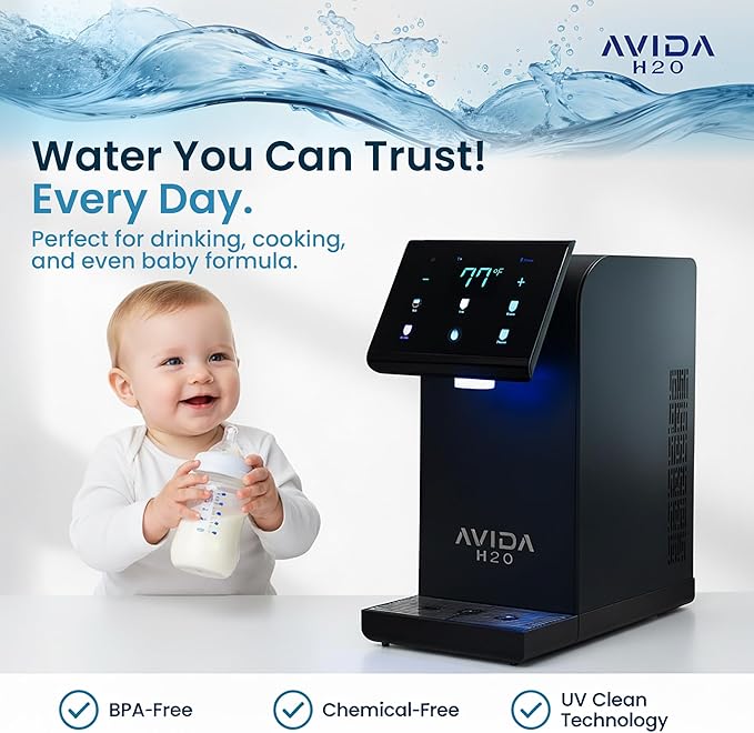 Ultra Instant Hot and Cold Water Dispenser - Bottleless Water Dispenser Countertop with Full Installation Kit and Quiet Multi-Stage Filtration + UV Sterilization & Modern Touchscreen Design