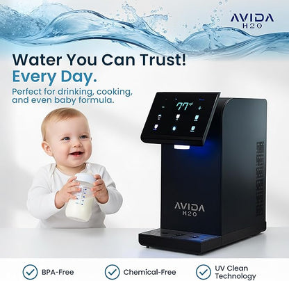 Ultra Instant Hot and Cold Water Dispenser - Bottleless Water Dispenser Countertop with Full Installation Kit and Quiet Multi-Stage Filtration + UV Sterilization & Modern Touchscreen Design