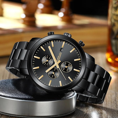 CRRJU Mens Stylish Casual Quartz Watches for Men Luxury Waterproof Calendar Chronograph Japan Movement Wristwatches
