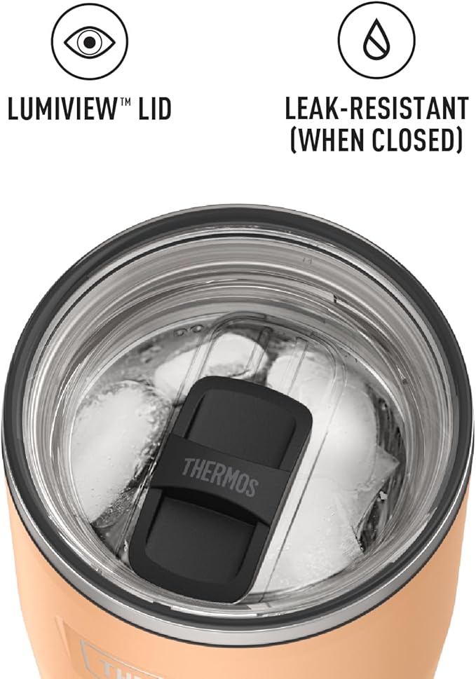 THERMOS ICON SERIES, Stainless Steel Tumbler with Slide Lock, 24 Ounce, Melon