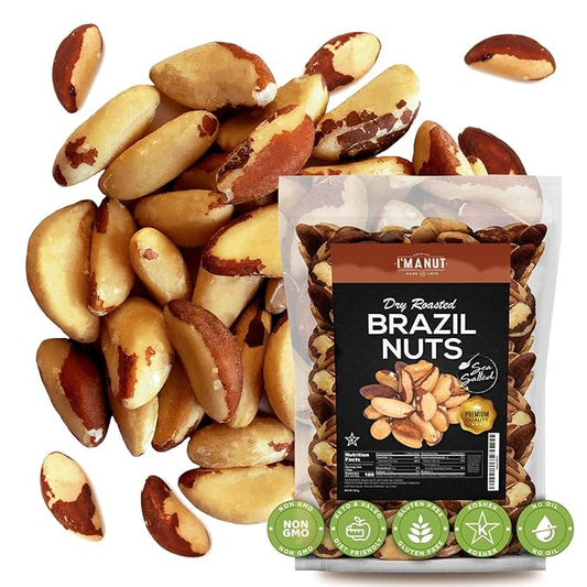 I’m A Nut Brazil Nuts, Dry Roasted, 32oz (2 Pounds) | No oil | No Herbicides Or Pesticides | Batch Tested Gluten & Peanut Free | Non GMO | No PPO | Vegan and Keto Friendly | Premium Quality | Made from 100% Natural Brazil Nuts