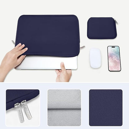 MOSISO Laptop Case 13.3 inch, 13-13.3 inch Laptop Sleeve Bag Compatible with MacBook Air/Pro 13/Pro 14 M5 M4 M3 M2 M1, HP Dell ASUS Lenovo, Neoprene Computer Sleeve Bag with Small Case, Navy Blue
