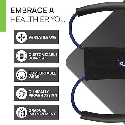 PRIMEKINETIX PostureMedic Dynamic Posture Corrector - Active Resistance Training System for Upper Back Strengthening & Shoulder Alignment - Stretches Chest, Strengthens Back - Doctor Recommended - Size M (Blue)